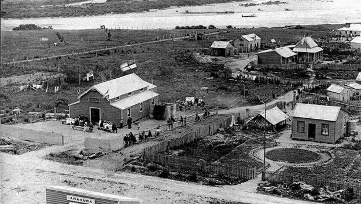 Photograph of Arahura Pā, circa 1897.